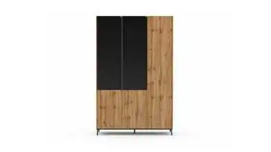 Шкаф трехдверный Ileksa, цвет: Дуб Натюрель + Черный Графит фото - 3 - превью