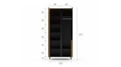 Шкаф двухдверный Ileksa, цвет: Дуб Натюрель + Черный Графит фото - 5 - превью