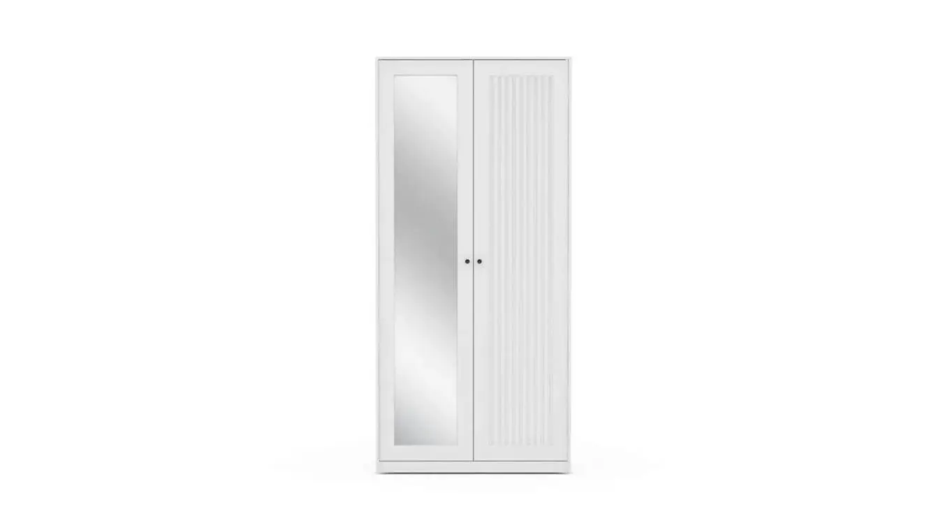 Шкаф двухдверный с зеркалом Neva, цвет: Белый премиум фото - 2 - большое изображение