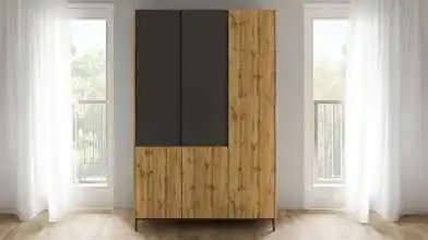 Шкаф трехдверный Ileksa, цвет: Дуб Натюрель + Черный Графит фото - 1 - превью