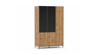 Шкаф трехдверный Ileksa, цвет: Дуб Натюрель + Черный Графит фото - 2 - превью